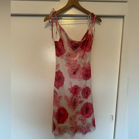 Vintage 90’s City Triangles Rose Print Mini Dress Size 5/Small - Picture 2 of 5